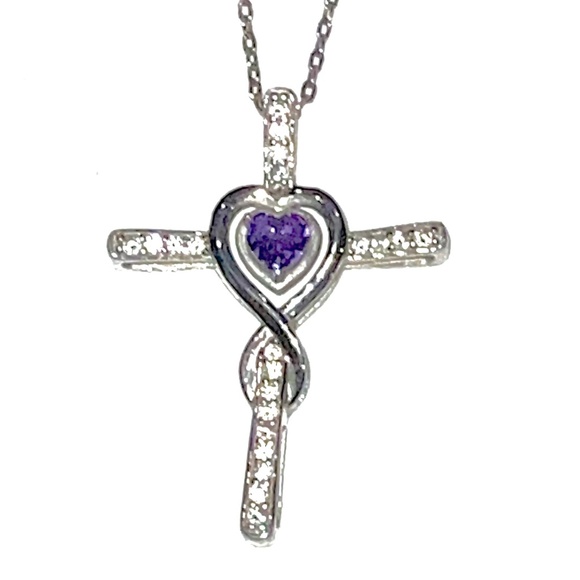 Dorella .925 Sterling Silver Amethyst Love Infinity Necklace - Picture 3 of 3